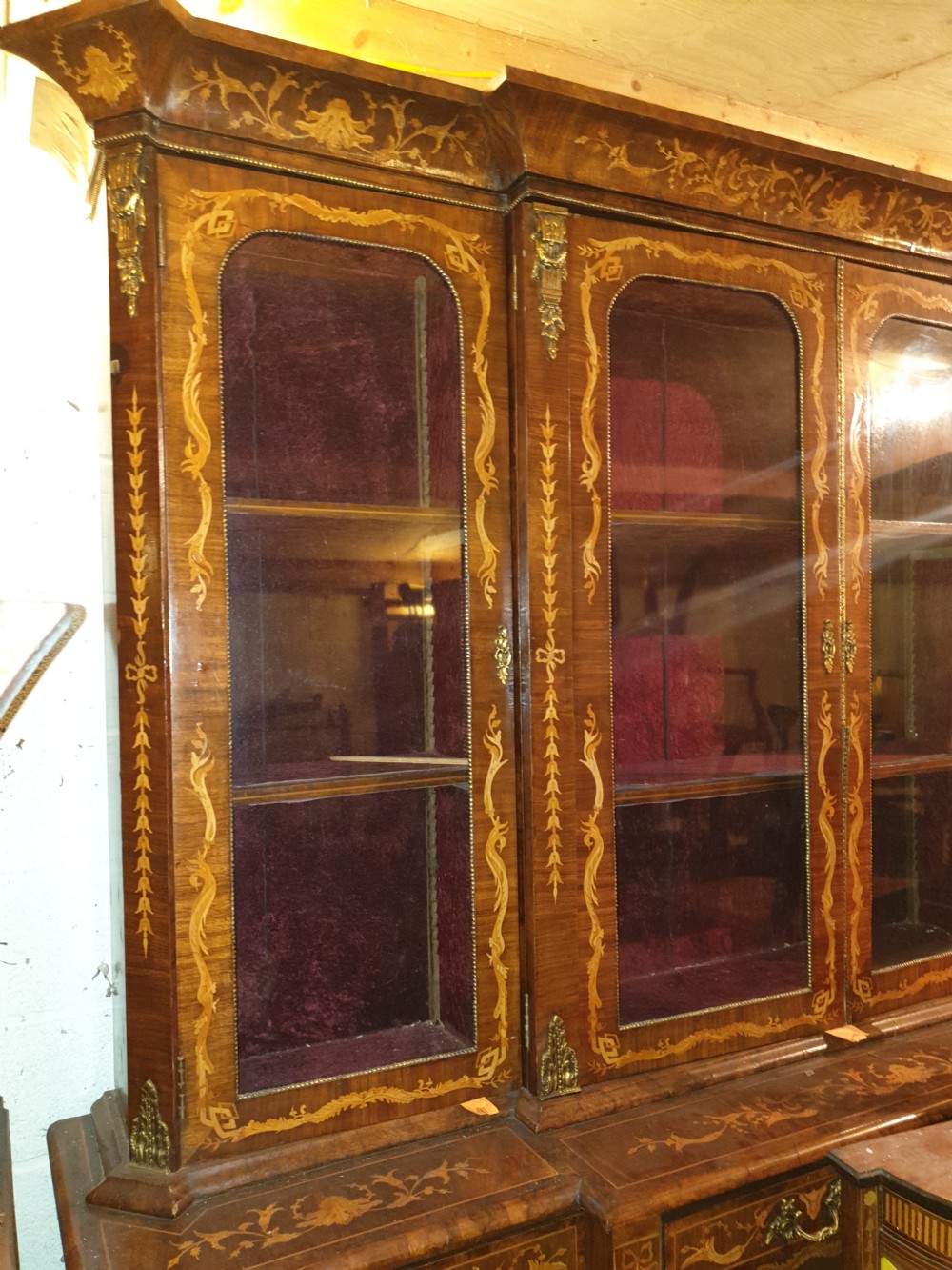Large inlaid  breakfront bookcase cabinet View VI