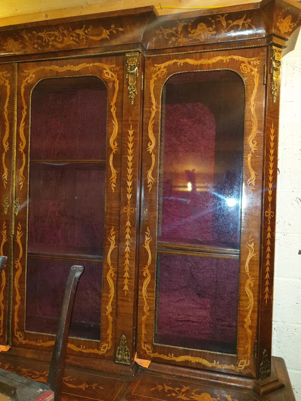 Large inlaid  breakfront bookcase cabinet View VII