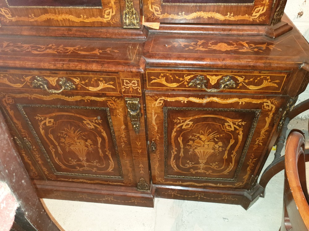 Large inlaid  breakfront bookcase cabinet View VIII
