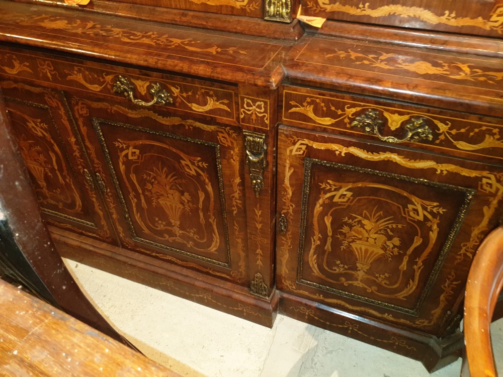 Large inlaid  breakfront bookcase cabinet View X