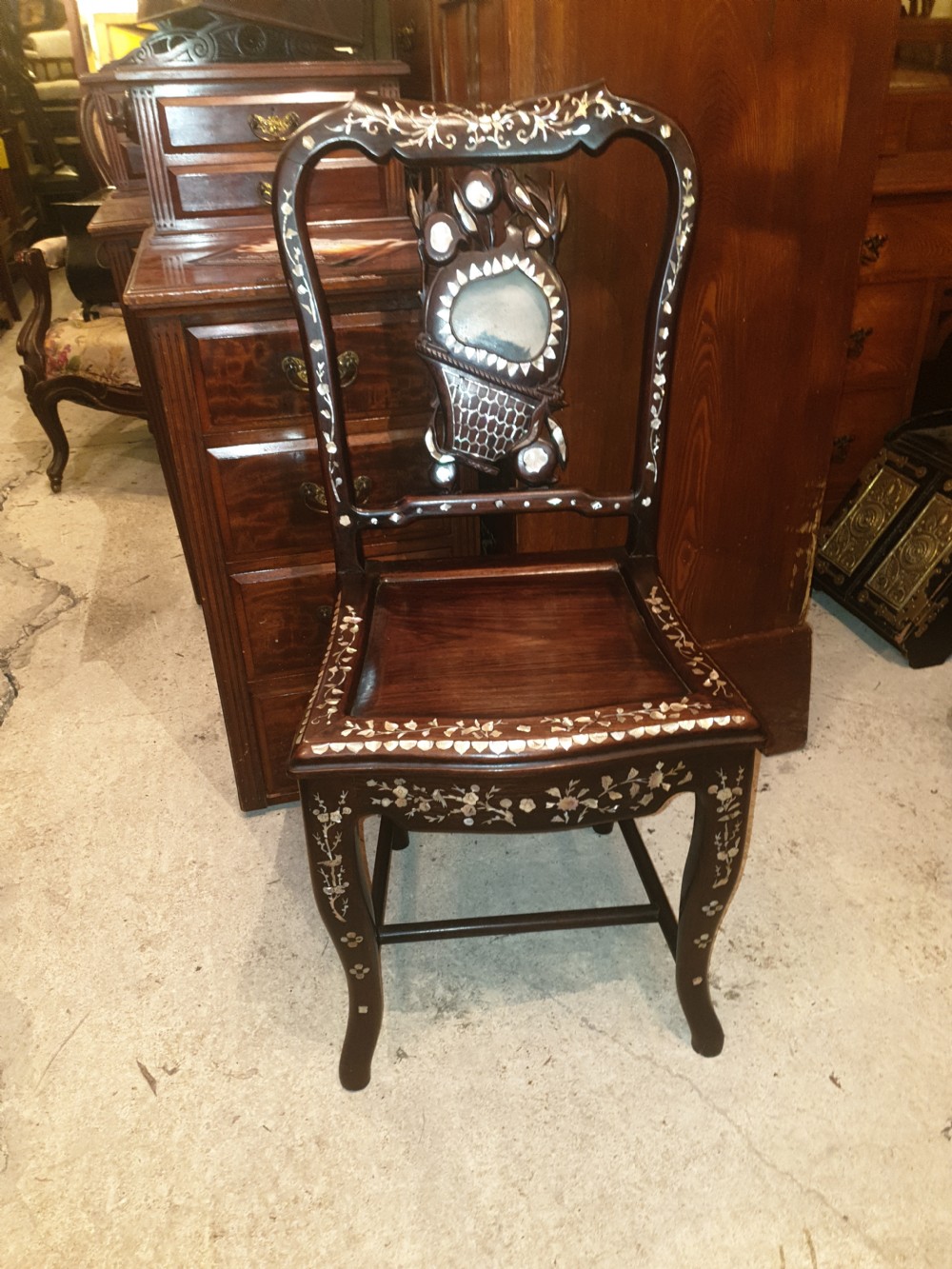 Mother of pearl Chinese hardwood inlaid chair  View VII