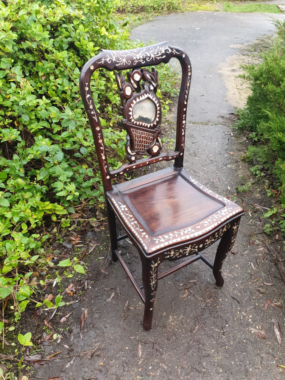 Mother of pearl Chinese hardwood inlaid chair  View VIII
