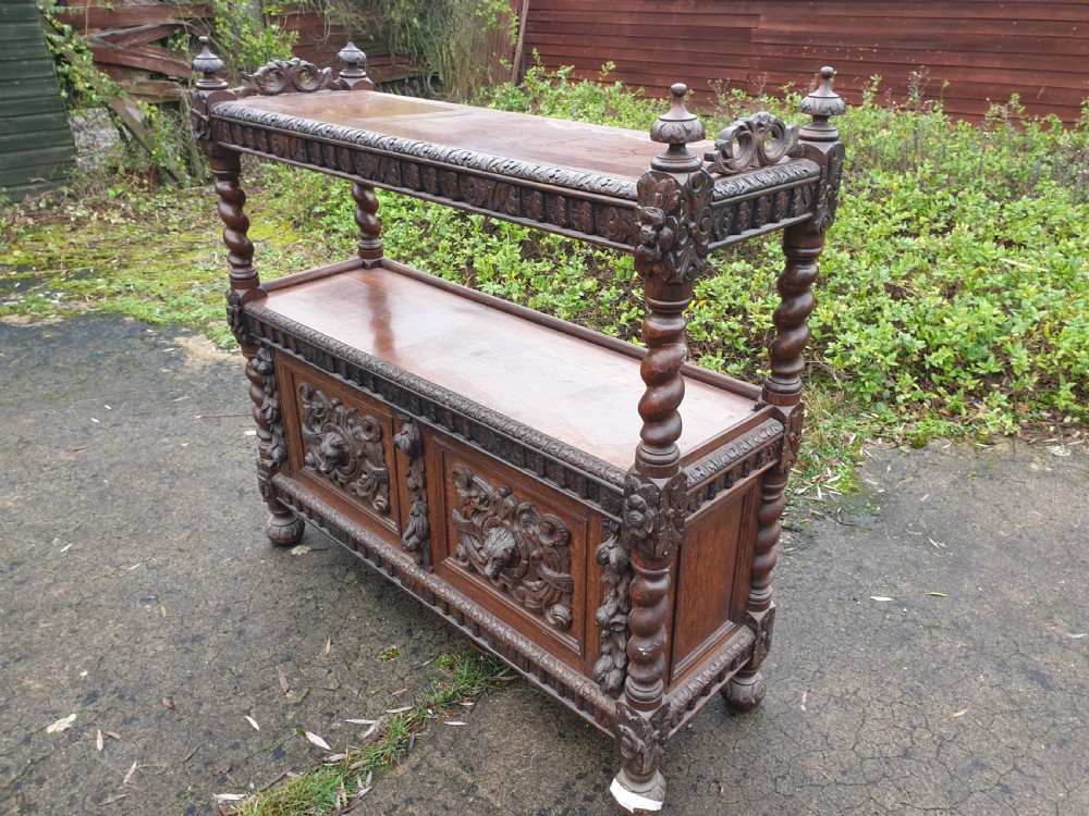 Victorian carved oak buffet  View II