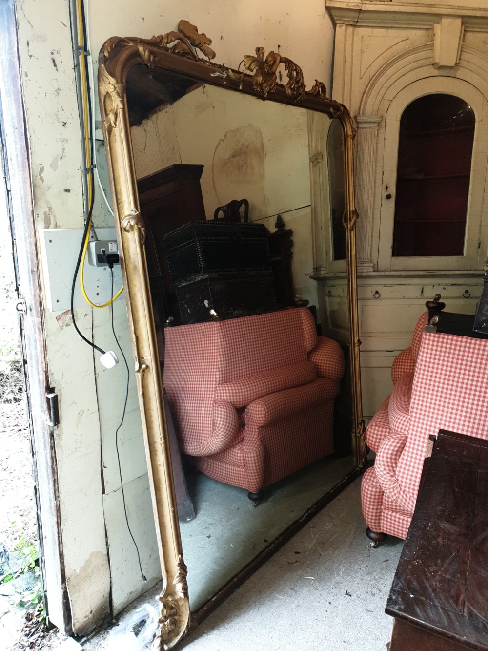 Large Victorian gilt framed hall mirror  View V