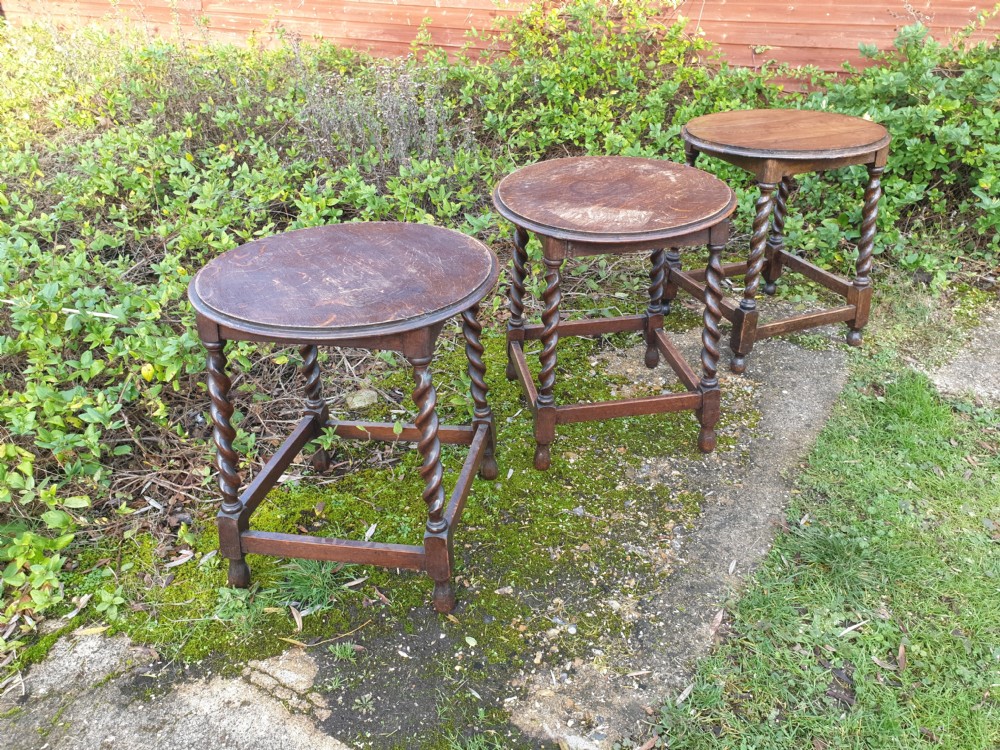 3 1920s solid oak occasional tables View III