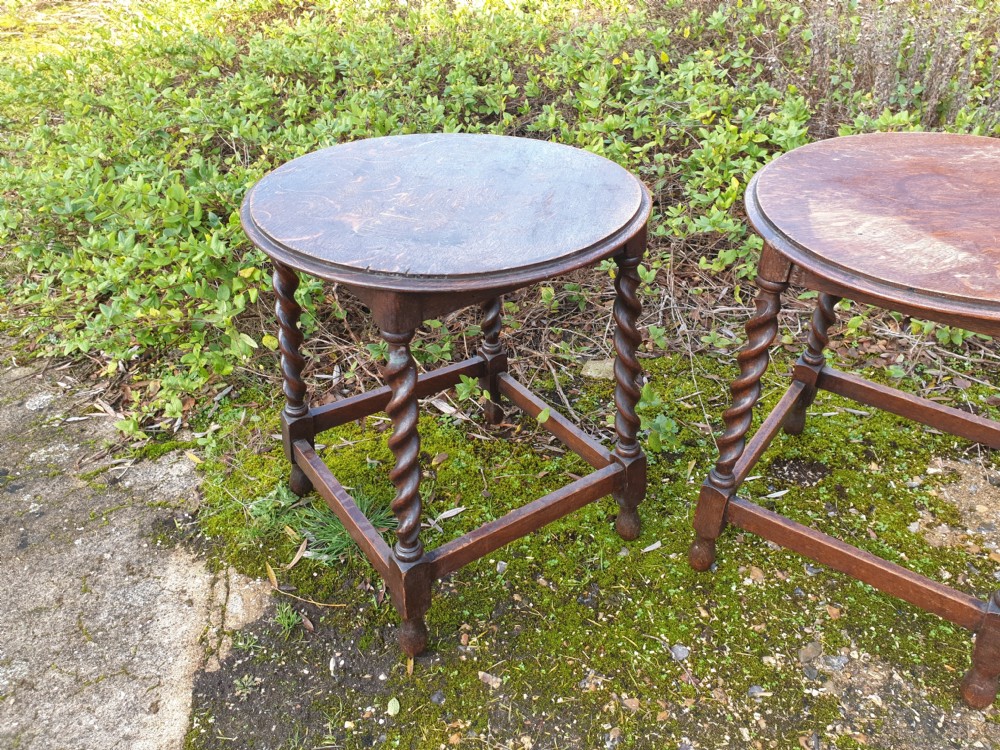 3 1920s solid oak occasional tables View IV