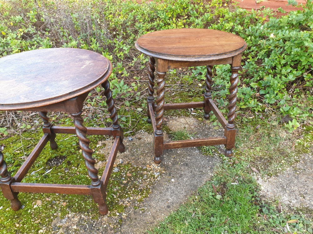 3 1920s solid oak occasional tables View V