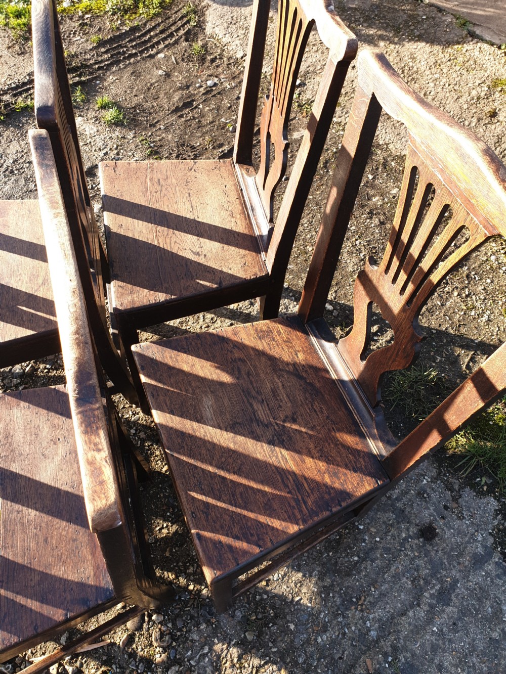 Set of 6 oak early 19th century dining chairs. View III