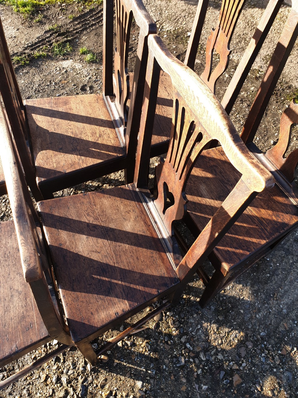 Set of 6 oak early 19th century dining chairs. View IV