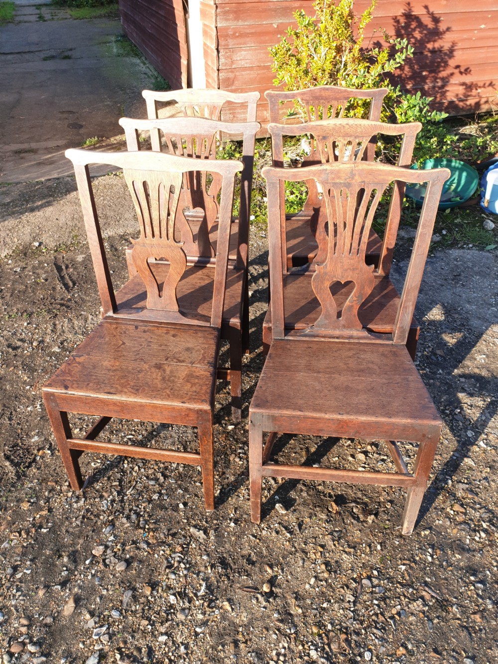Set of 6 oak early 19th century dining chairs. View VIII