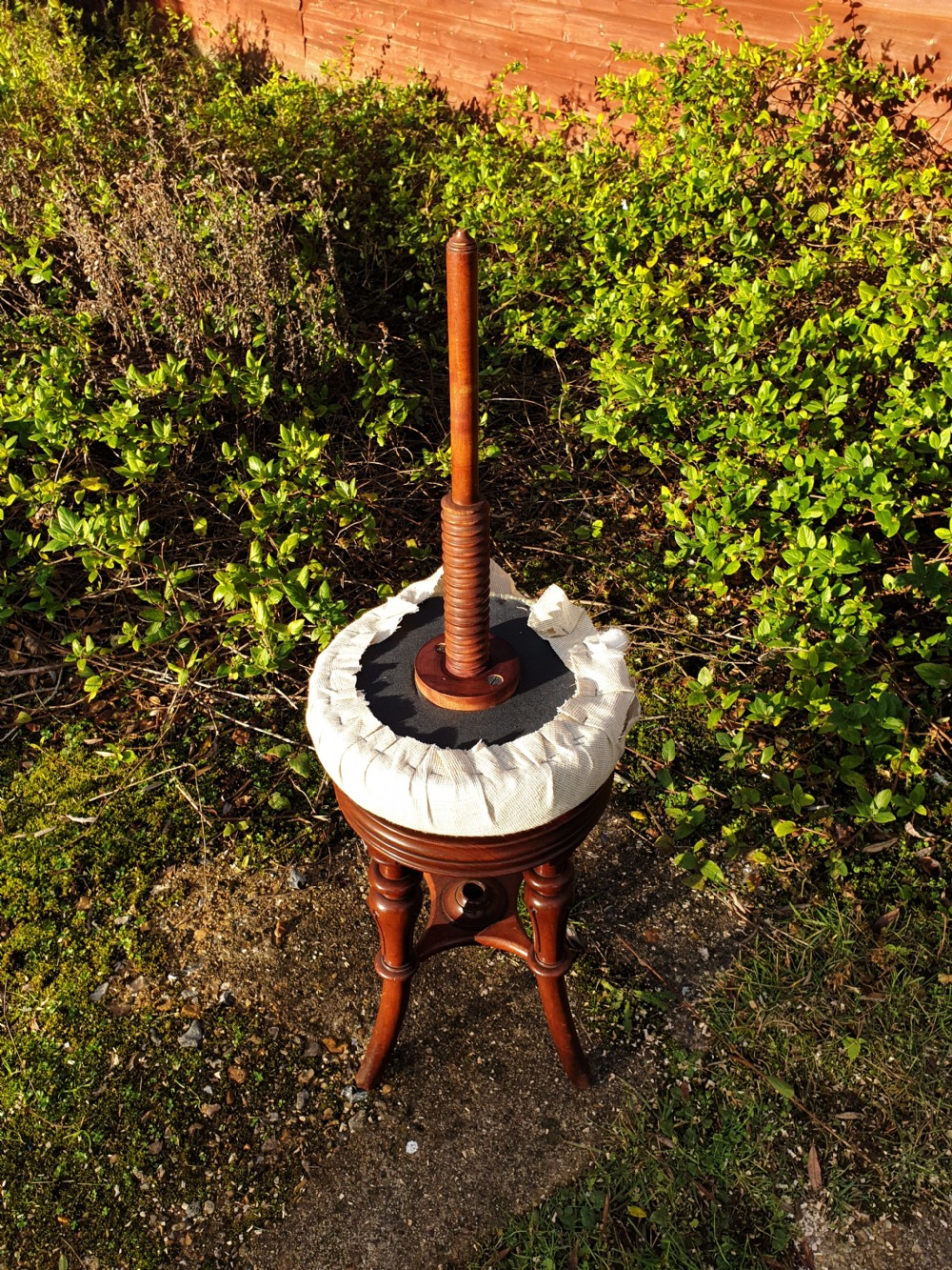 Regency mahogany revolving piano stool. View IV