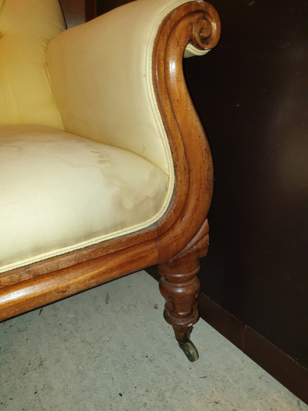 Early Victorian mahogany frame library armchair  View III