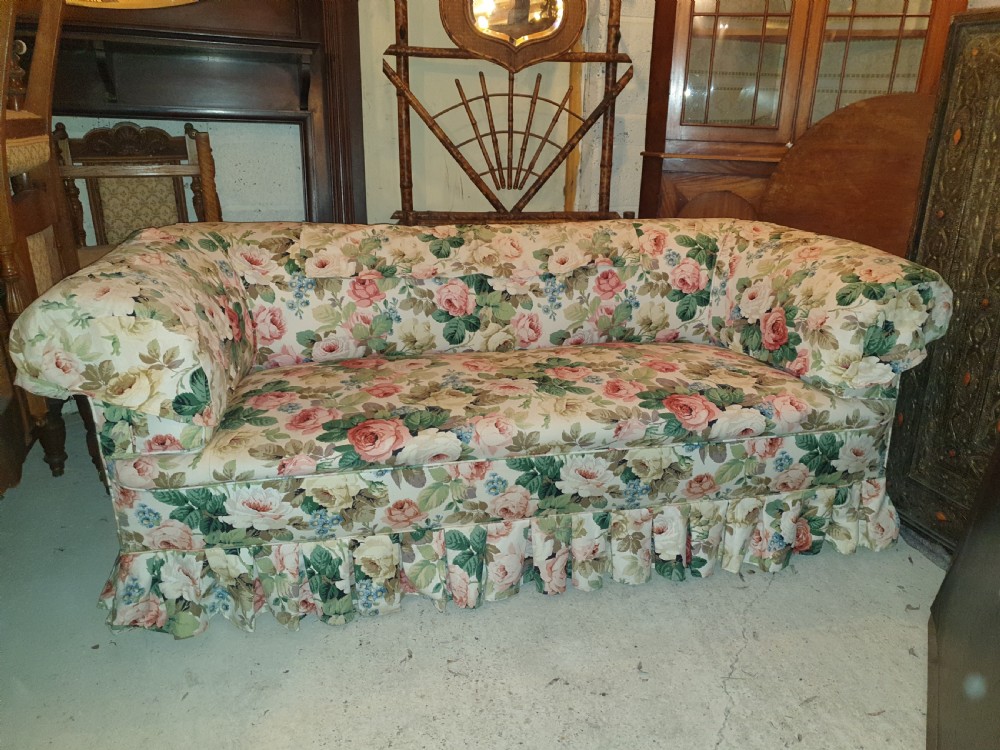 Late Victorian upholstered Chesterfield sofa. View III