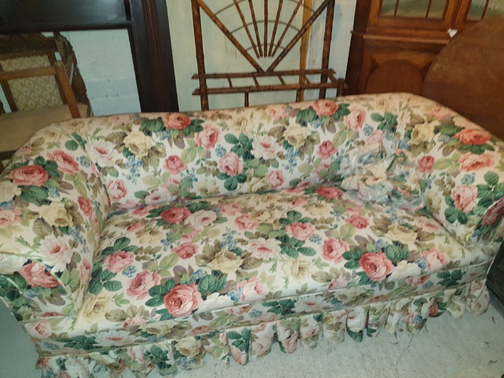 Late Victorian upholstered Chesterfield sofa. View IV