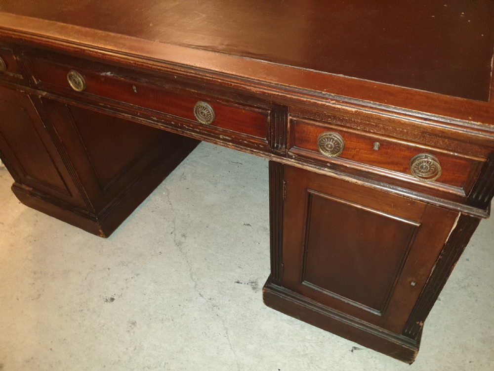 Late Victorian pedestal partners desk  View III
