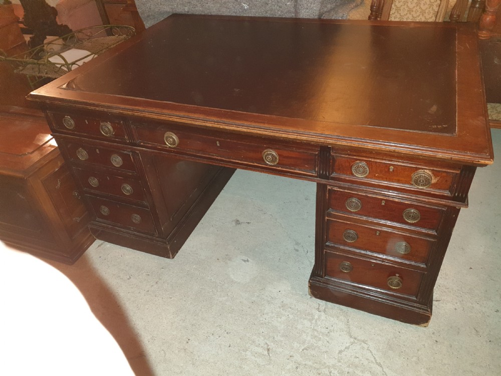 Late Victorian pedestal partners desk  View IV
