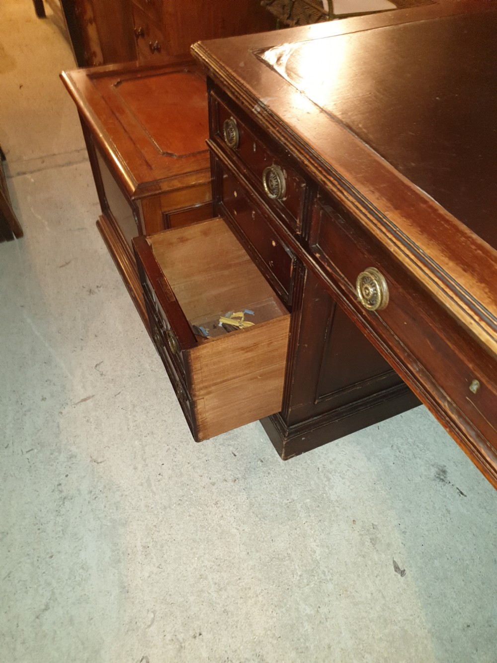 Late Victorian pedestal partners desk  View VIII