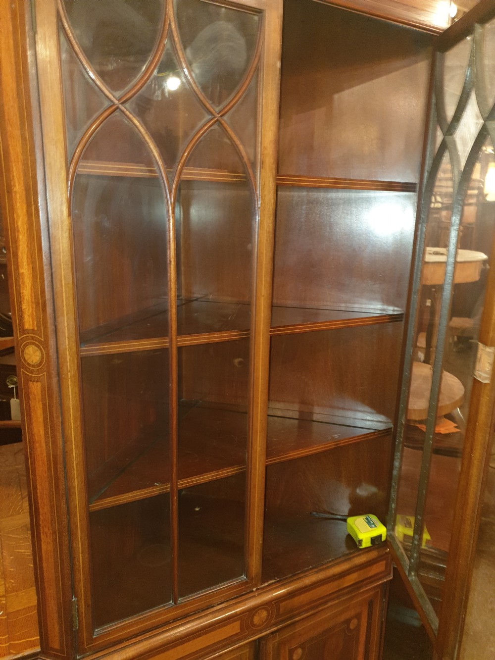 Early 20th century inlaid mahogany corner cabinet.  View II