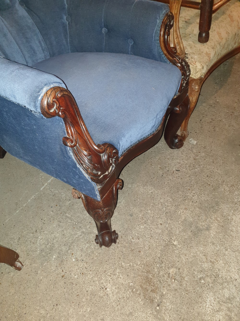 Mid 19th century carved rosewood library armchair  View II