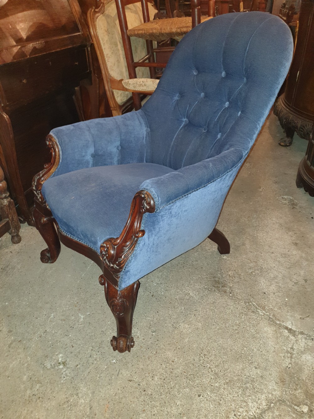 Mid 19th century carved rosewood library armchair  View IV