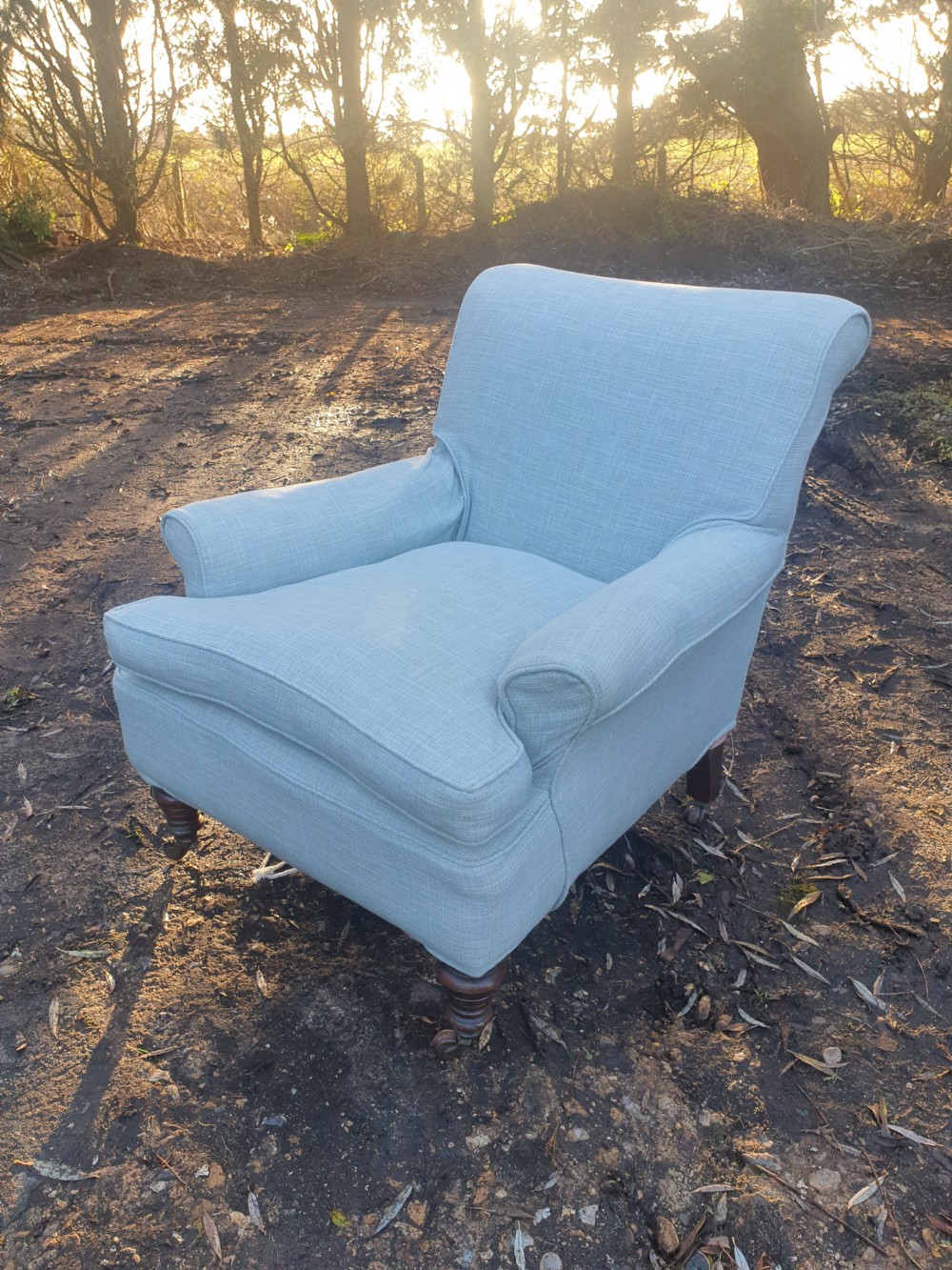 Late Victorian upholstered armchair View V