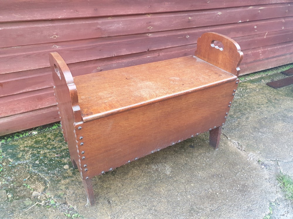 Small oak box seat hall bench