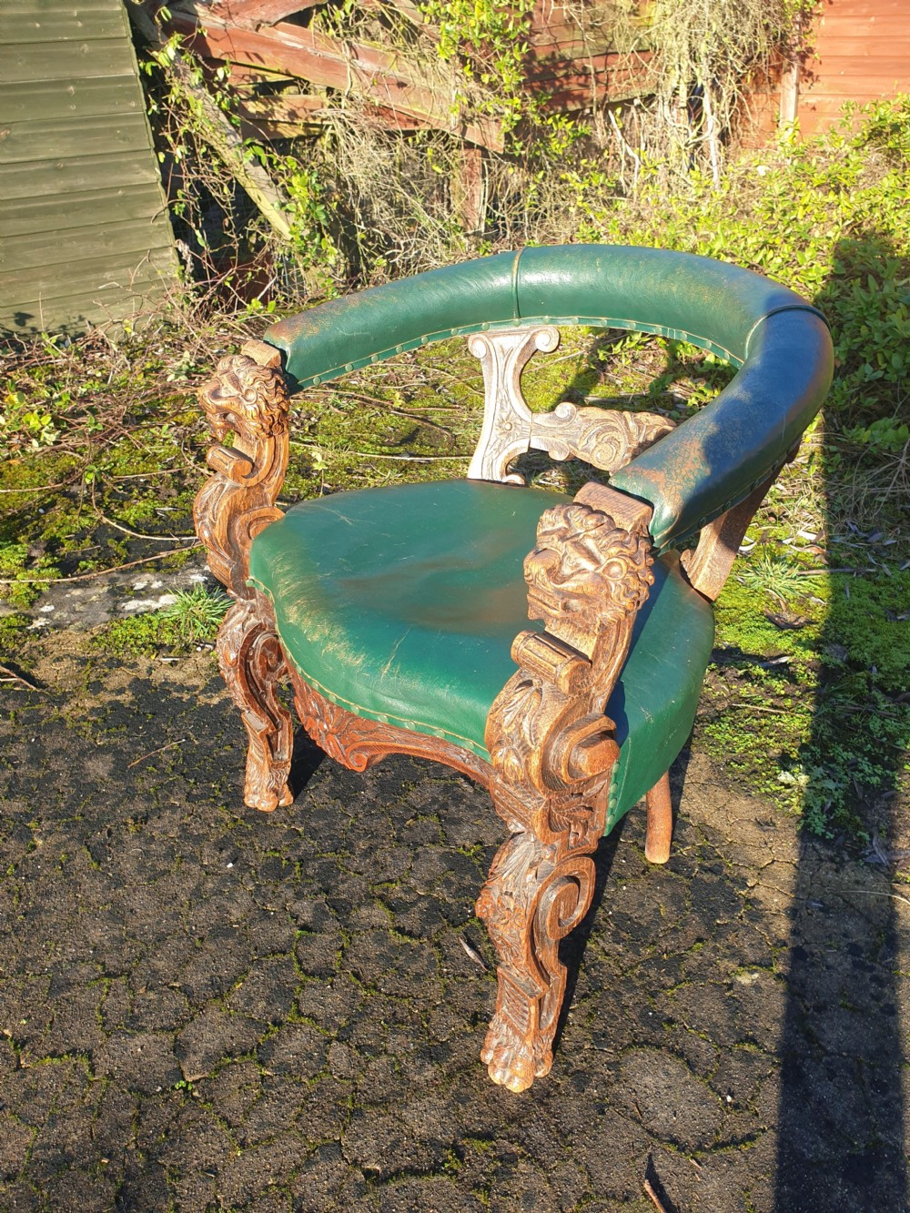 Late 19th century carved oak desk armchair  View III