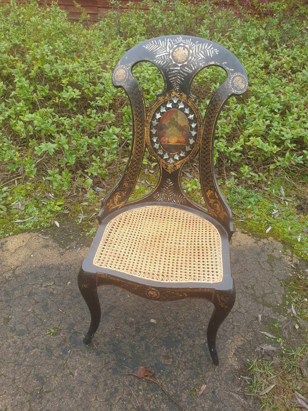 19th century decorated papier mache  chair 
