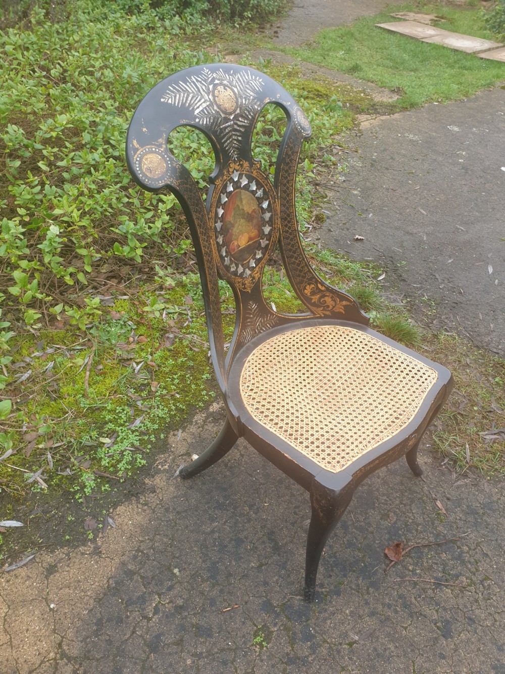 19th century decorated papier mache  chair  View V