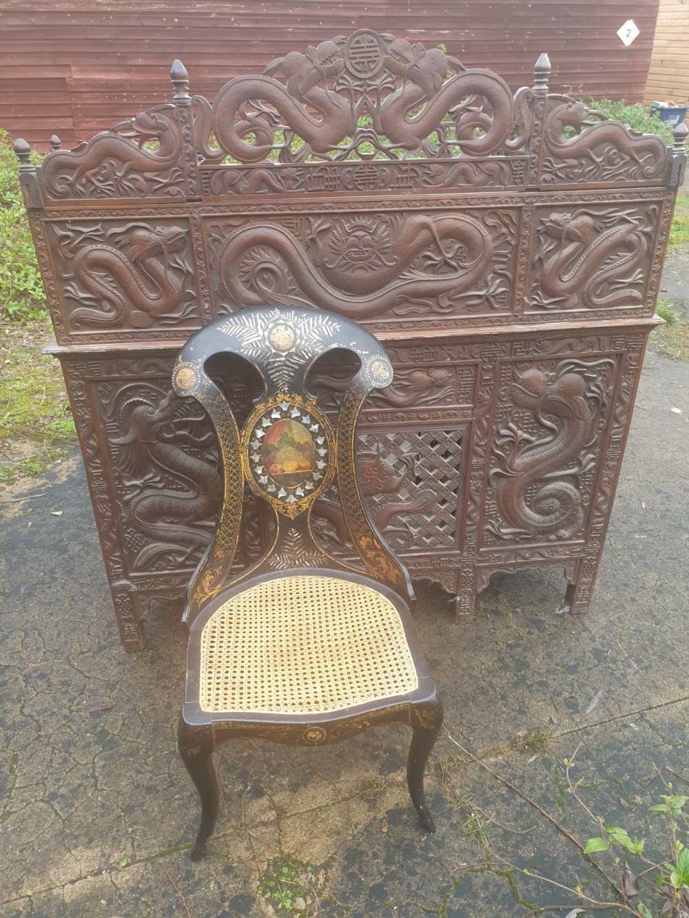 19th century decorated papier mache  chair  View VI