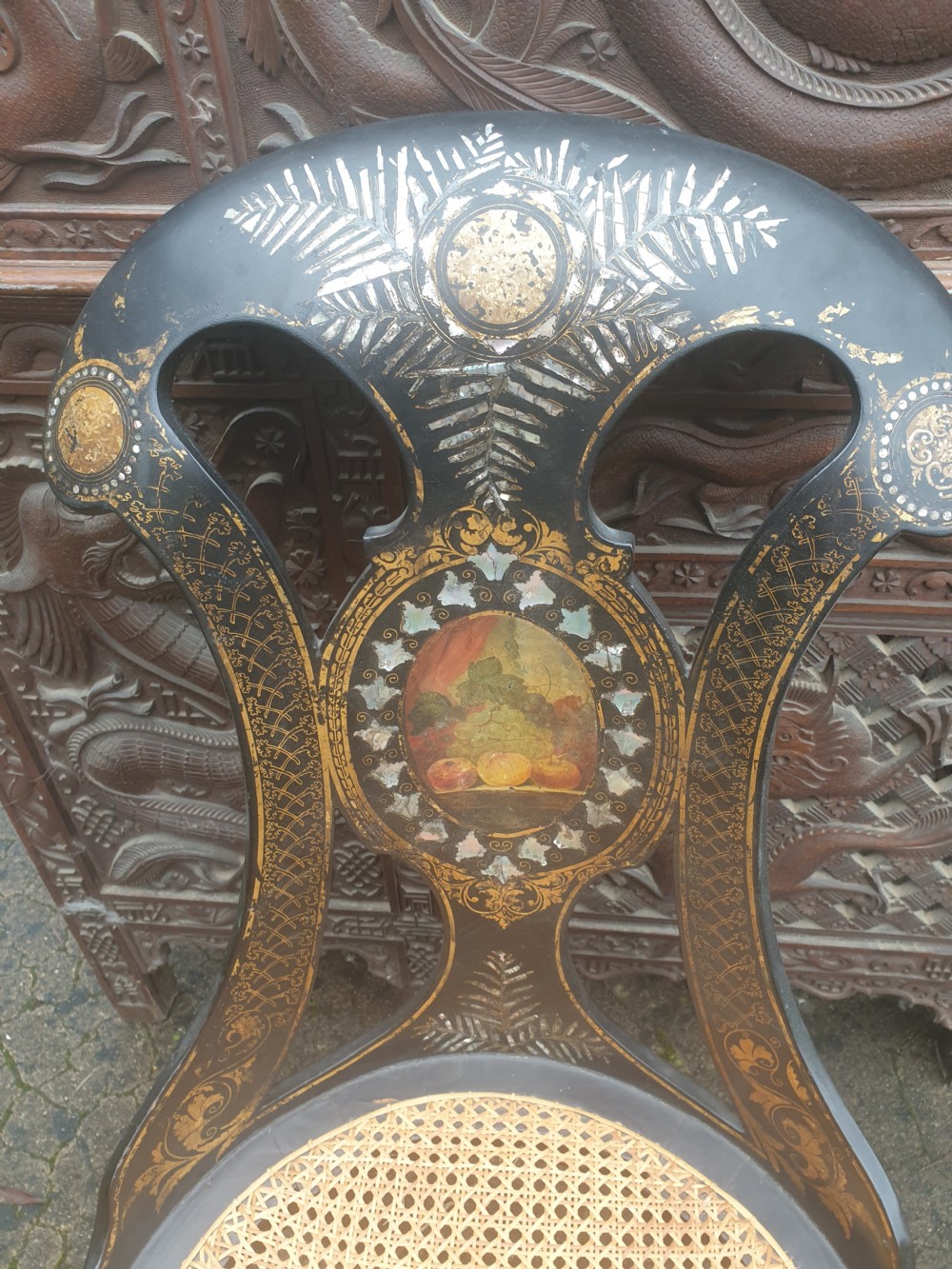 19th century decorated papier mache  chair  View VII