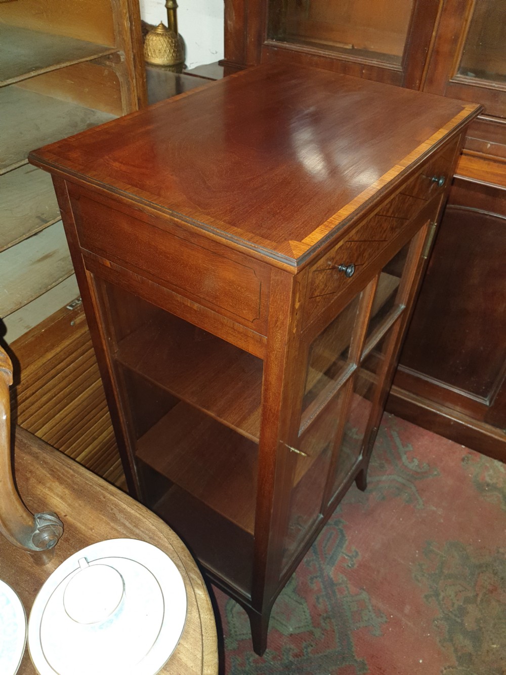 Good quality inlaid mahogany side cabinet.  View III