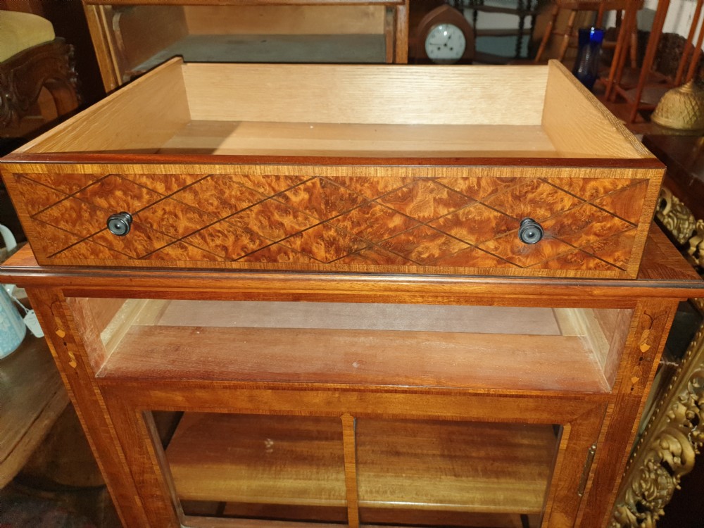 Good quality inlaid mahogany side cabinet.  View IV
