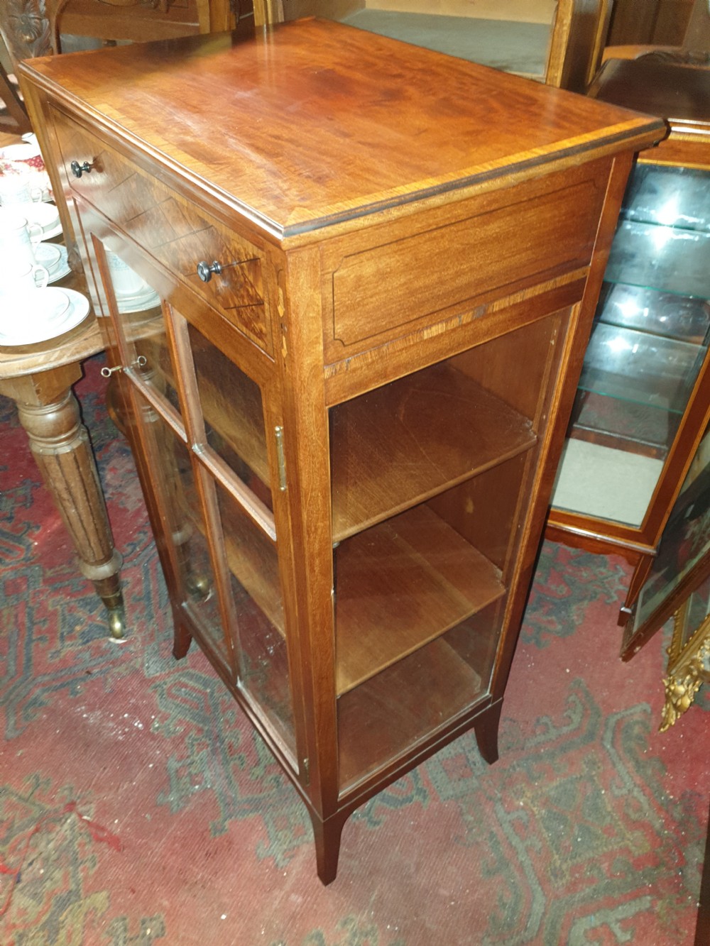 Good quality inlaid mahogany side cabinet.  View VI