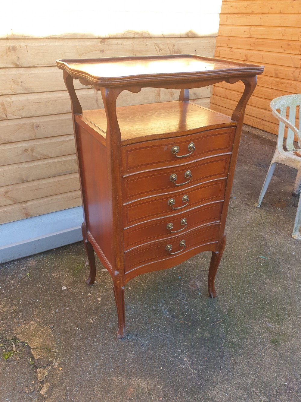 Edwardian inlaid mahogany music cabinet.  View II