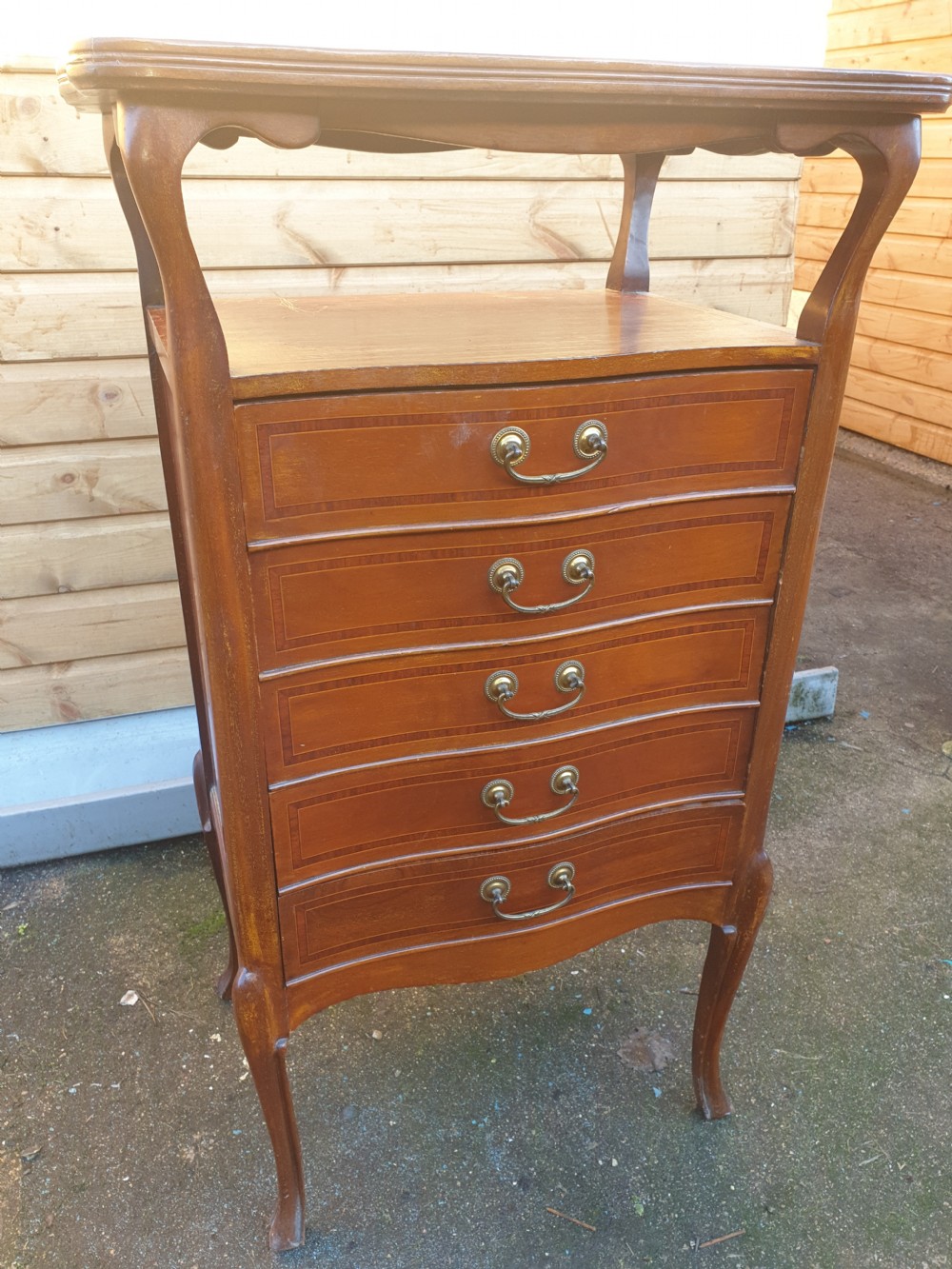 Edwardian inlaid mahogany music cabinet.  View III