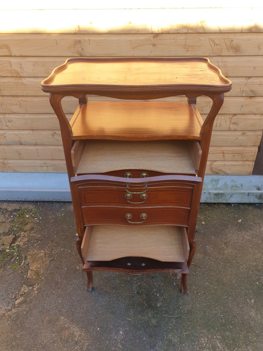 Edwardian inlaid mahogany music cabinet.  View IV