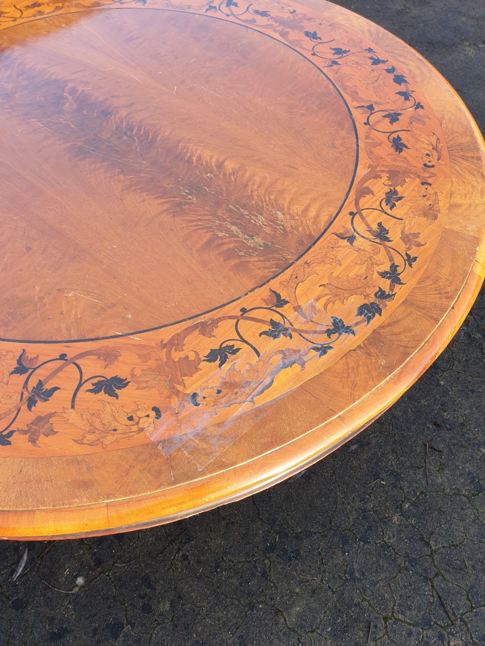 Early Victorian inlaid tip top pedestal table.  View VIII
