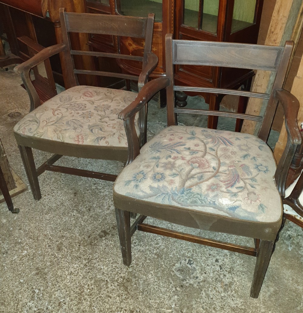 Pair of mahogany desk armchairs 