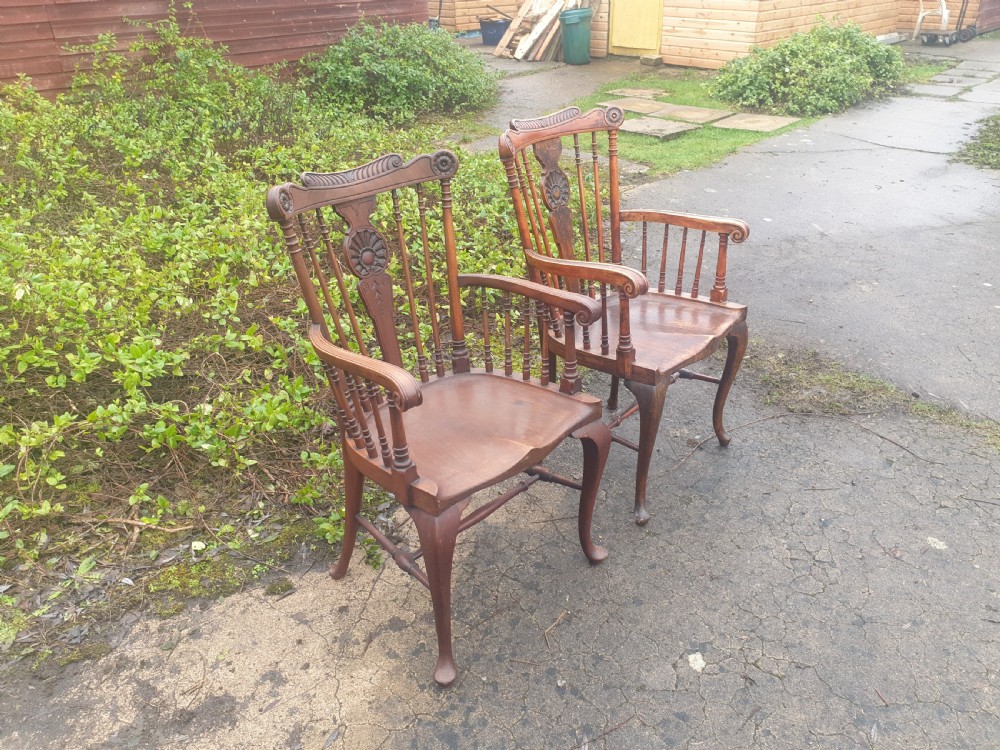 Pair of Windsor armchairs in the manner of William Birch.  View II