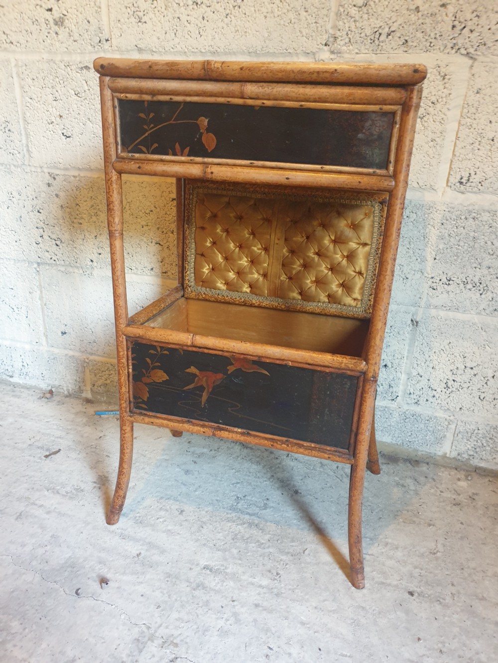 Victorian bamboo and lacquered sewing table View II