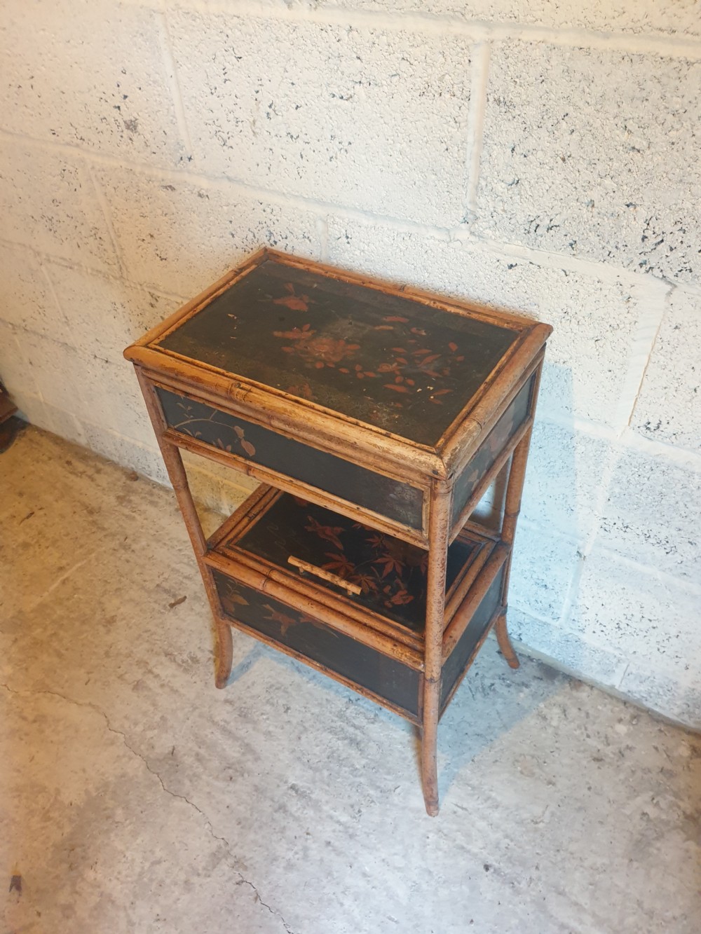 Victorian bamboo and lacquered sewing table View IV