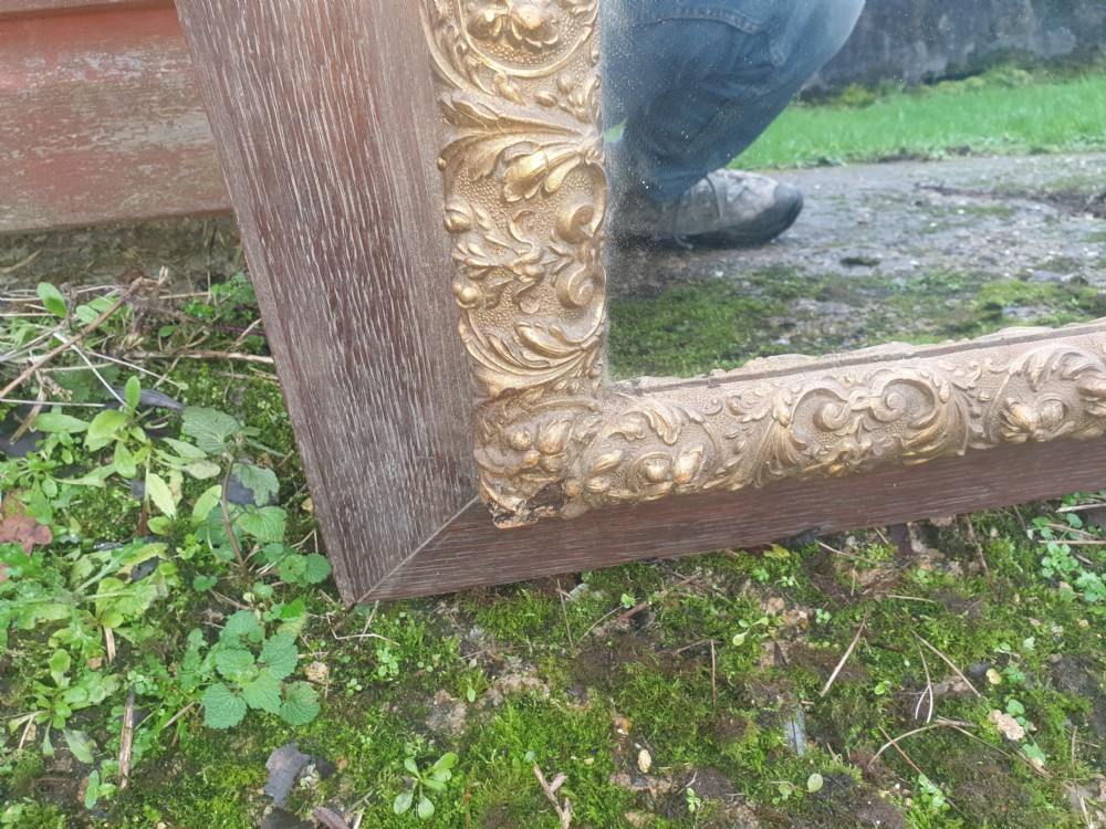 Good sized oak and gesso picture frame mirror.  View V