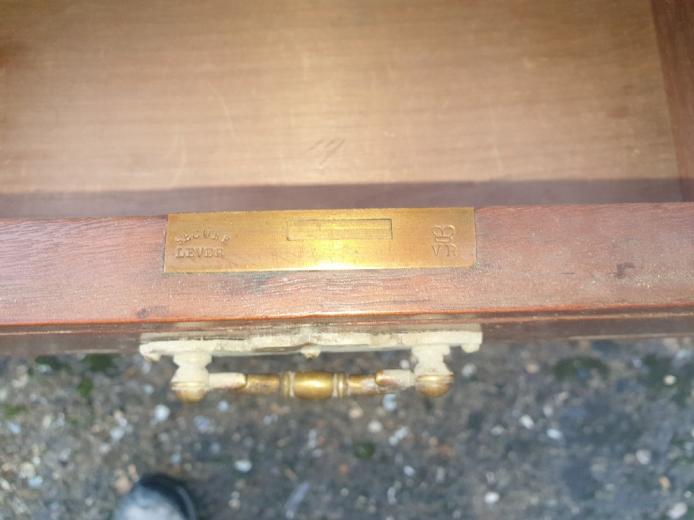 Late Victorian walnut kneehole writing desk.  View IV