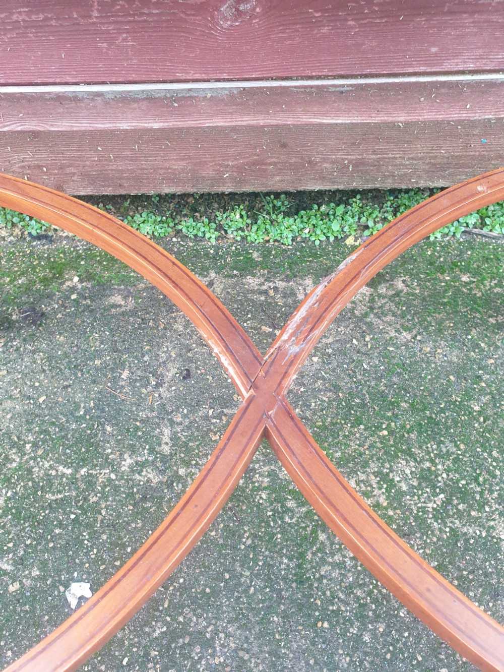 Edwardian inlaid satinwood bijouterie display table.  View V