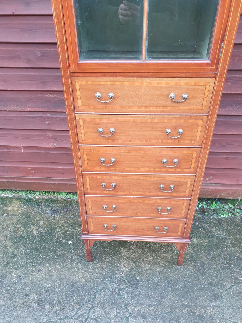 Edwardian inlaid mahogany music cabinet. View III