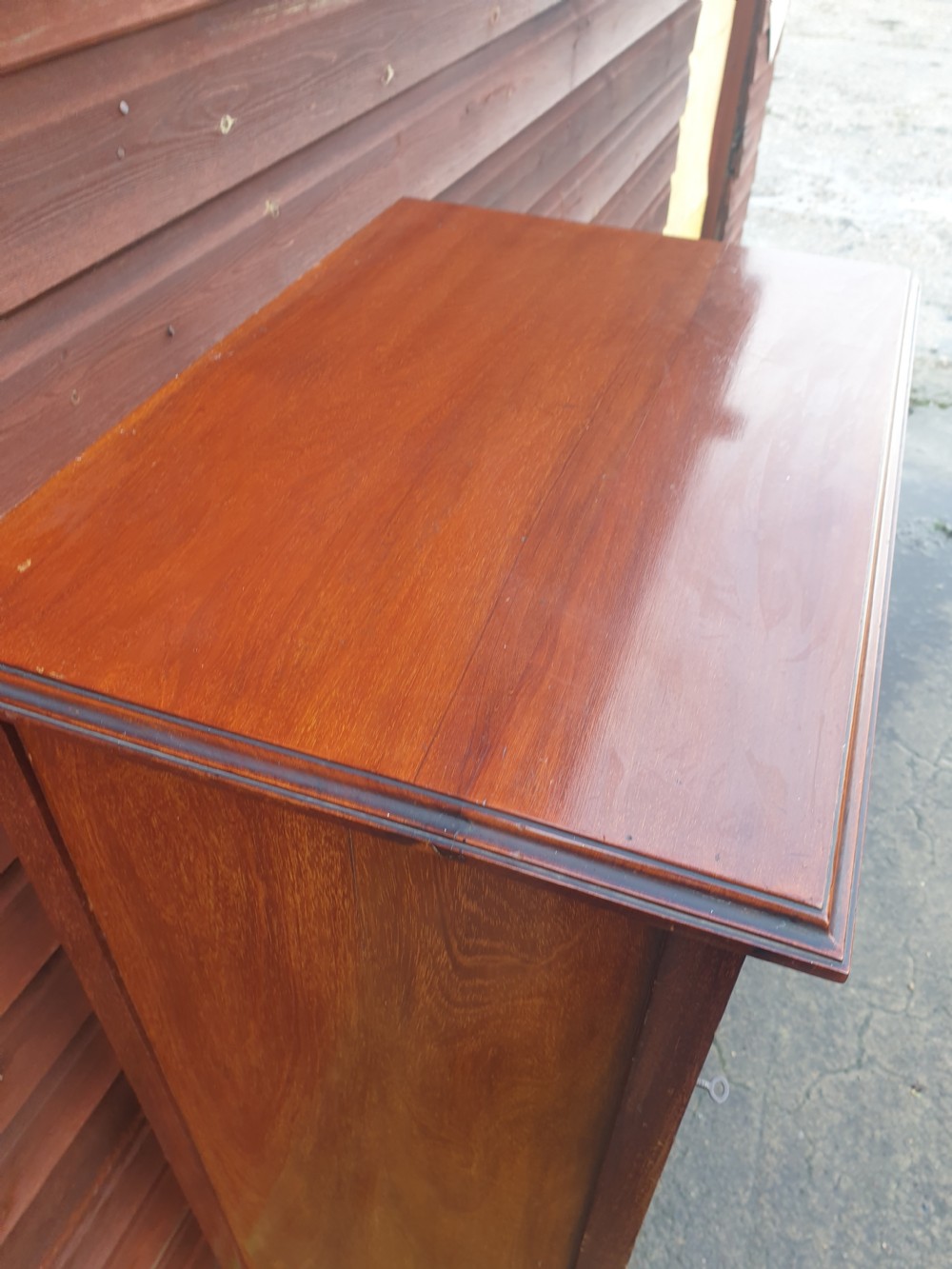 Edwardian inlaid mahogany music cabinet. View V
