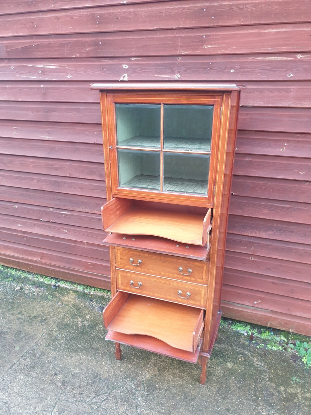 Edwardian inlaid mahogany music cabinet. View VI