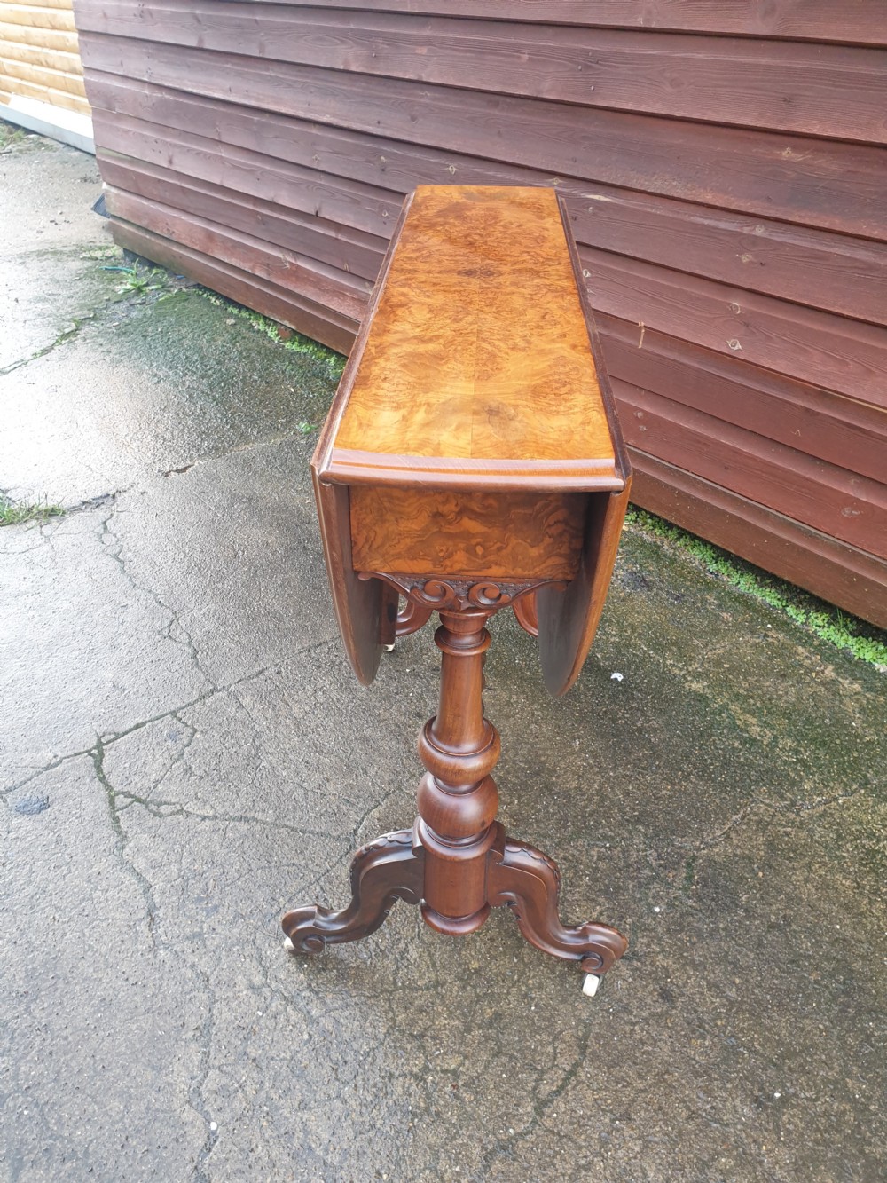 Victorian walnut Sutherland table with drawers.  View III