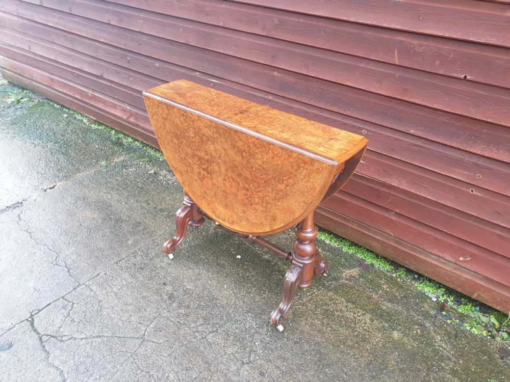 Victorian walnut Sutherland table with drawers.  View IV